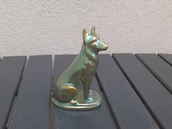 Őry Ferenc Zsolnay eozin Német juhász kutya meseszép színekkel