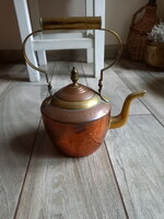 Szép antik réz teás/kávés kanna, kiöntő (25x21x13,5 cm)