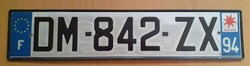 Francia rendszám rendszámtábla DM-842-ZX  Franciaország 2.