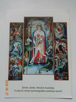 Régi grafikus vallásos üdvözlő képeslap, postatiszta (Szent Erzsébet) - Prokop Péter rajz, 1962