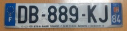 Francia rendszám rendszámtábla DB-889-KJ  Franciaország 2.