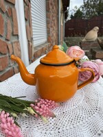 Zománcos zomàncozott Gyönyörű  sárga 0.5 literes kisebb teáskanna teafőző kávéskanna falusi paraszti