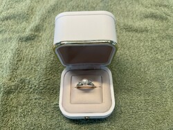 18k fehérarany gyűrű, 0.50ct gyémánttal, természetes igazgyönggyel, Certifikáttal