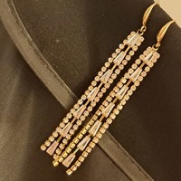 Silver-plated zircon earrings 6 cm