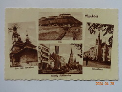 Old Weinstock postcard: worker, details (Gr. Kel. Church, castle, Horthy miklós--utca, town hall)