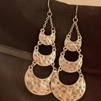 Silver-plated craftsman earrings 6 cm