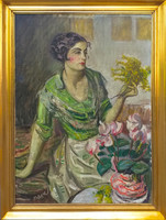 Márk lajos (1867-1942): lady with cyclamen