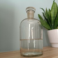 Antik patikai üveg széles nyakkal hozzátartozó csiszolt üveg dugóval
