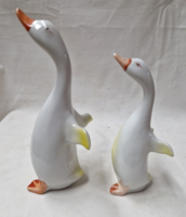 Hollóháza hand-painted porcelain duck figurines in perfect condition in pairs 17 and 21 cm.