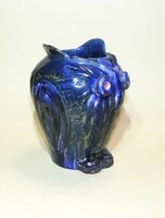 Owl vase - the ceramic work of grandmother Molnár Zsuzsanna - 17 cm