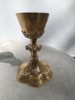 Neo-Gothic gilded silver chalice 23 cm.