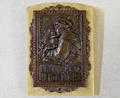 Páduai Szent Antal vintage olasz utazó ikon oltár mini szentkép réz fém miniatűr szent kép