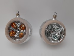Old glass Christmas tree ornament, reflex balls, 5.5 cm