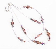 Modern glass bead necklaces - huge Murano style handcrafted glass beads and metal trim