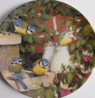 Coalport madaras tányér - kék cinege - 20.5 cm