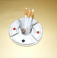 Kártyamintás dohányzó készlet - MUSTERCSHUTZ porcelán 20-as évekből