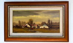 Bóna Jenő farm framed 35x55cm
