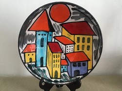 Reguly cityscape ceramic wall plate 30cm.