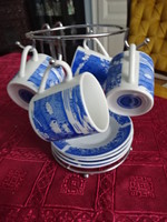 Csehszlovák porcelán kávéscsésze + alátét négy darab, állványon tartva. Vanneki!
