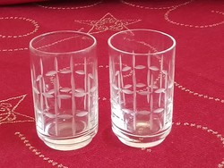 Two small old engraved brandy glass cupica glasses with a polished pattern
