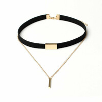 Nym47 - gold colored chain with pendant and leather strip