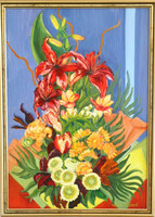 Feelings expressed in colors - a bouquet of flowers for sale in an oil painting (the work of art teacher Miklós Tóth)o