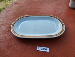 A0390 plain brown yellow striped sausage plate 22.5x12.5 cm