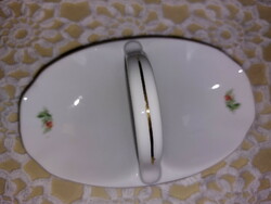 Sárga rózsás sótartó, kisvirágos porcelán