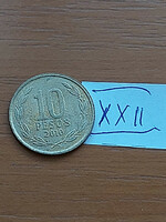 Chile 10 pesos 2010 nickel-brass bernardo o'higgins xxii