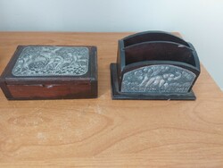 (K) Kis elefántos doboz és tartó Keleti. A 2 db egyben.