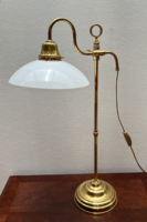 Antik réz állítható magasságú asztali lámpa körbefordítható burával