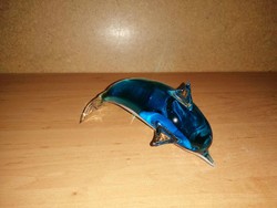 Blue solid glass dolphin