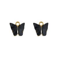 Med23 - black butterfly pendant, earrings 15x12mm