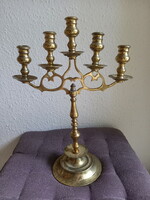 Fabulous old copper candle holder with five branches (38x27 cm)