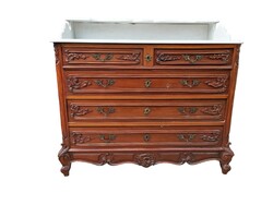 Antique baroque chest of drawers with marble top