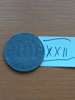 German Empire deutsches reich 10 pfennig 1922 zinc, ii. William xxii