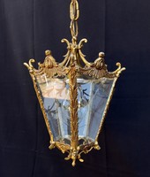 A decorative copper ceiling lamp