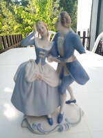 Csehszlovák kék - fehér Royal dux Bohemia Elly Strobach biszkvit porcelán  barokk- rokokó