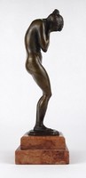 1Q829 Betlen Gyula : Bronz női akt szobor márvány talapzaton 28 cm