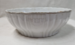 Old Zsolnay Hungarian series porcelain stew or soup bowl with gilded rim 24 cm.
