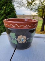 Hand-painted, glazed ceramic bowl