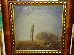 Hungarian painter around 1930: Great Plain landscape (farm) oil