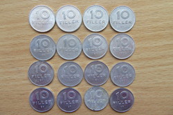 10 filléres, (MÁR CSAK!) 9db: 1982, 1986, 1989, 1992