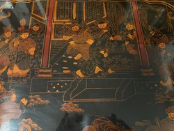 Csodálatason festett, jelenetes kínai láda, keleti, ázsiai, japán