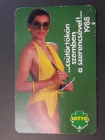 Card calendar 1988 - retro, old pocket calendar with lottery, Thursday opposite luck