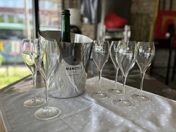 Mandois Champagne Party Set - Pezsgős jégveder 6 kóstolópohárral - Francia bárkellékek Budapesten