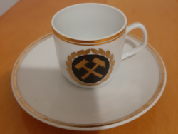 Hollóházi Bányász logós kávés csésze+alj