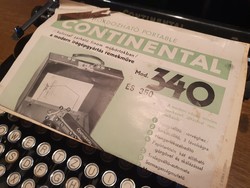 Continental 340 írógép dobozában minden papírjával szép állapotban