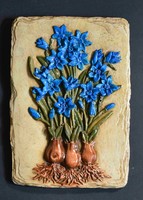 Beautiful glazed ceramic wall picture with floral pattern
