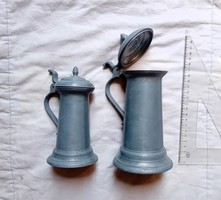 Two pewter cups, marked, peltrato 95%
